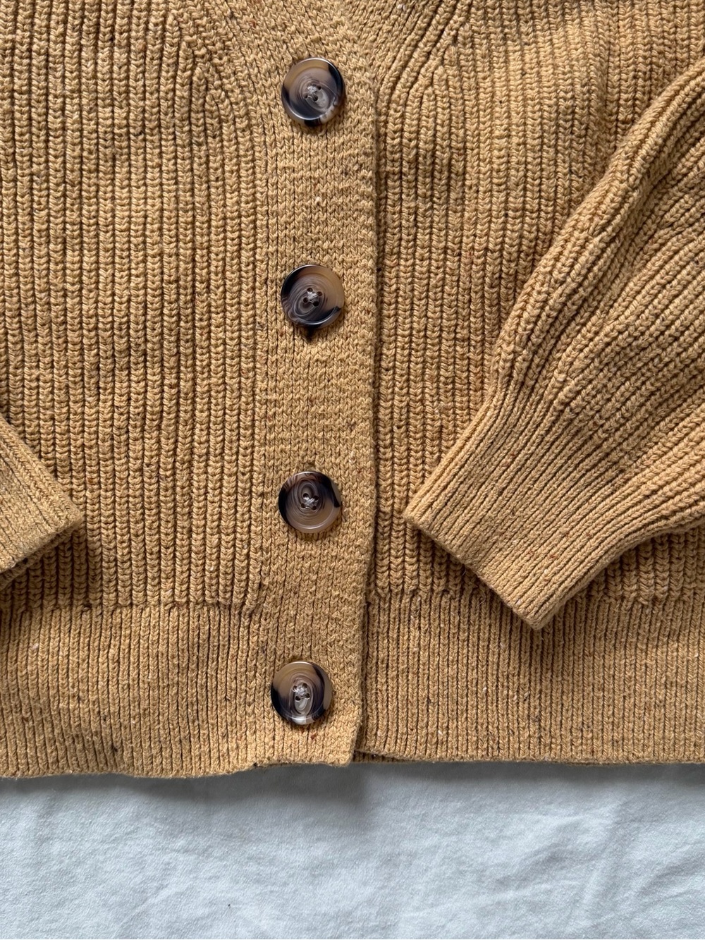 Old Navy Women's Yellow Ribbed Button-Front Cardigan Size S - Picture 3 of 4